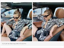 Dáng ngồi Hoa hậu Kỳ Duyên gây tranh cãi trong chiếc xe E 300 AMG