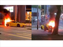 Siêu xe Lamborghini Gallardo bất ngờ bốc cháy tại trên đường phố Hồng Kông