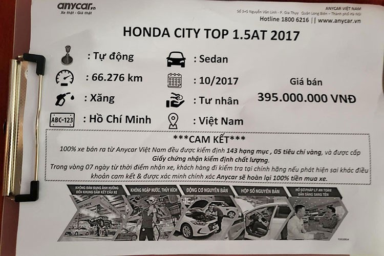 Mức giá bán và thông tin chiếc Honda City 2017 bản Top 1.5AT. 