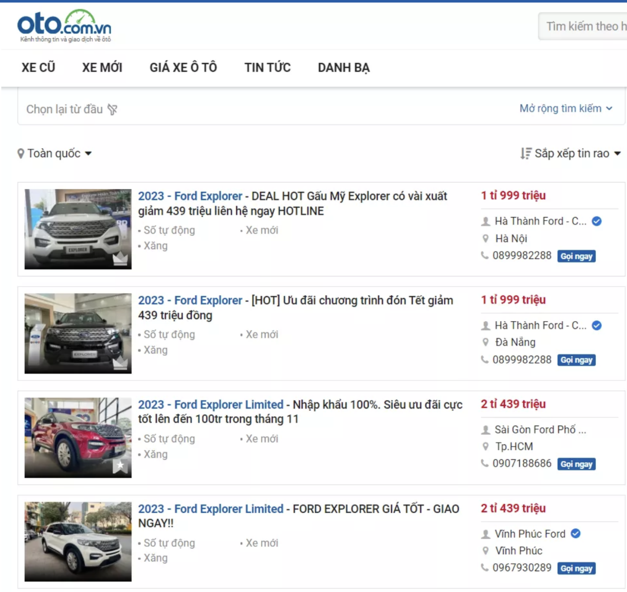 Tin rao bán xe Ford Explorer kèm ưu đãi hấp dẫn trên Oto.com.vn