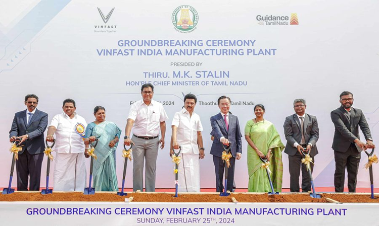 VinFast động thổ nhà máy xe điện tại Ấn Độ. 