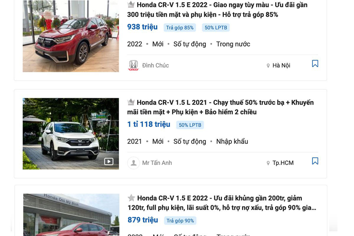 Honda CR-V hiện vẫn đang nhận được ưu đãi 50% phí trước bạ.