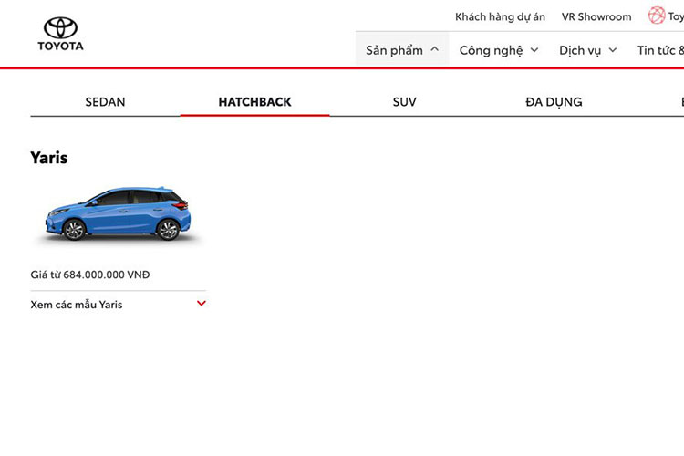 Toyota Wigo không còn trong danh mục sản phẩm của Toyota Việt Nam.(Ảnh: chụp màn hình)